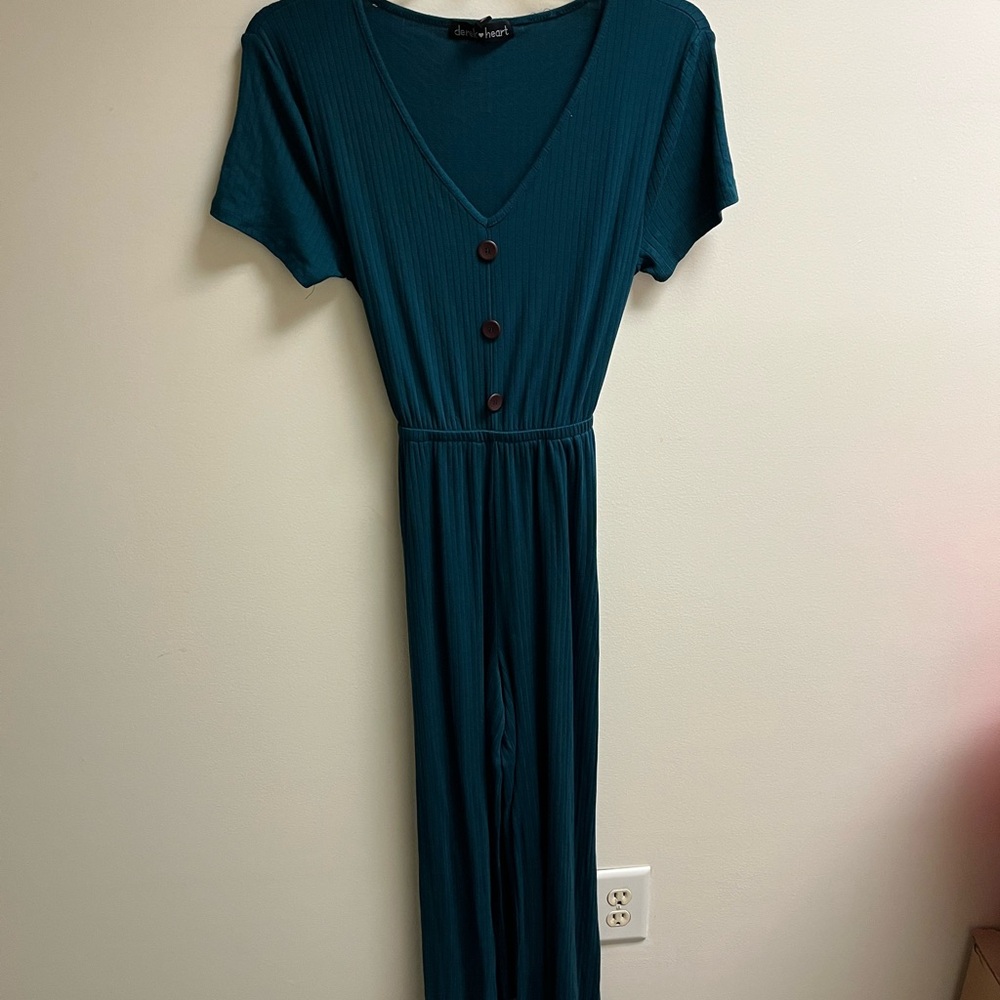 Elegant Teal V-Neck Jumpsuit